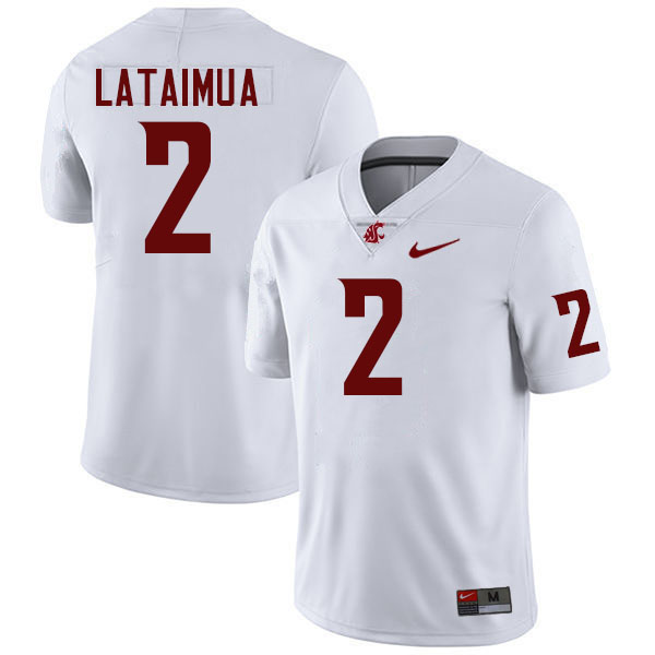 Men #2 Jackson Lataimua Washington State Cougars College Football Jerseys Stitched-White